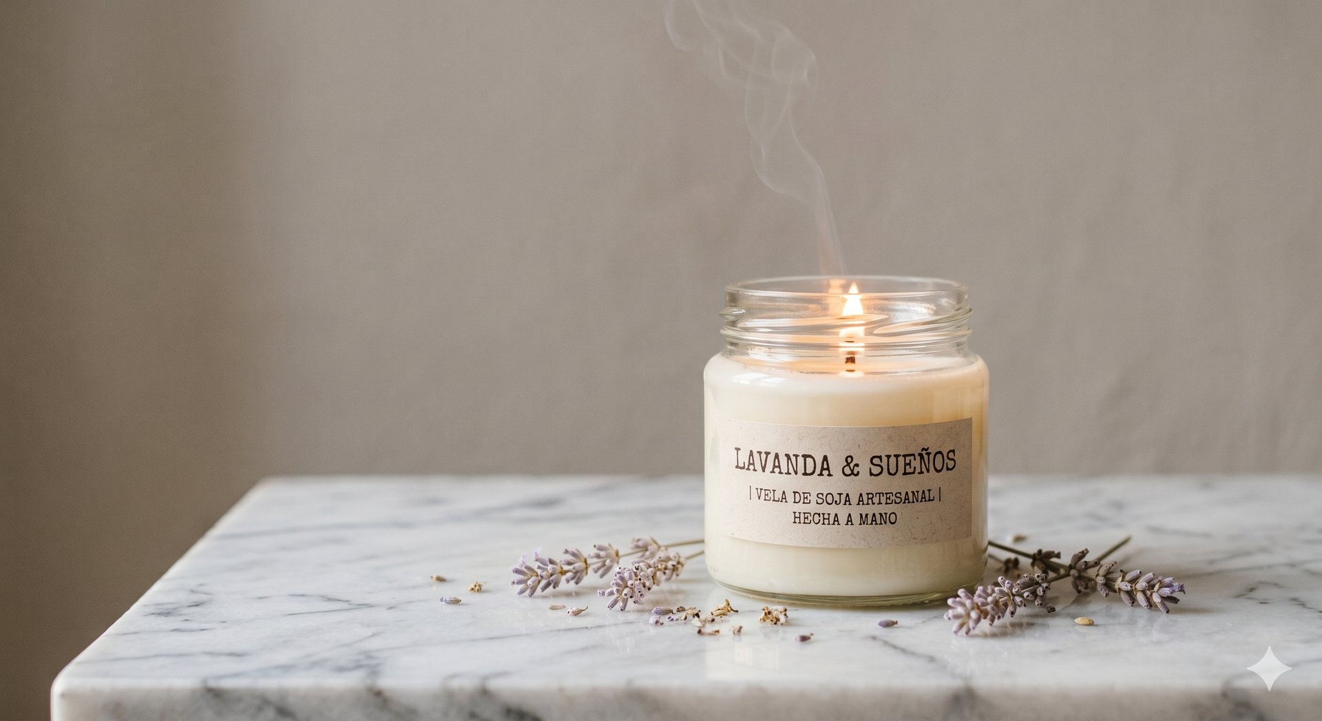 Vela de cera de soya y lavanda